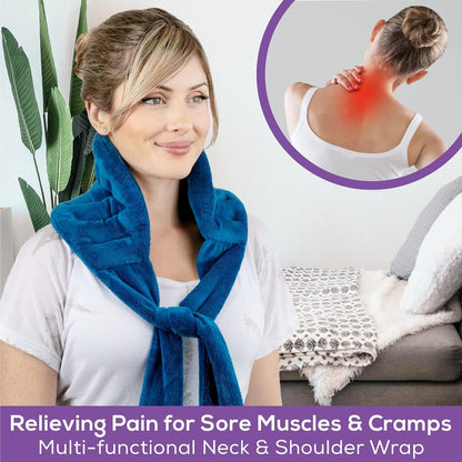 Purple Moon Collection - Microwavable Heating Pad with Straps - Medium, Gray - Reheatable Heat Pack for Back, Neck, Shoulders Pain Relief - Hot/Cold Therapy Body Wrap for Menstrual Cramps