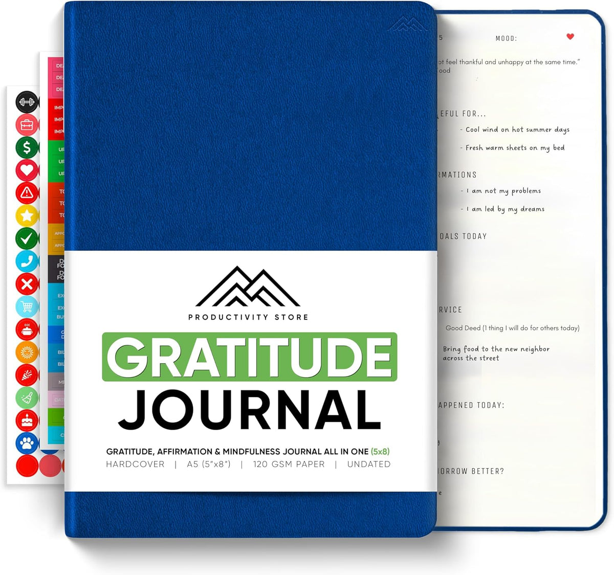 Gratitude & Self-Care Journal - Guided Mindfulness & Mental Health Journal All-in-One with Prompts for Self Discovery - Daily Journal for Men & Women (A5, Black) - PRODUCTIVITY STORE