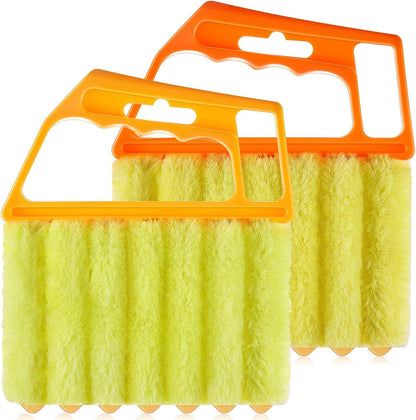 Geiserailie 2 Pcs Window Venetian Blind Cleaner Duster Tool Washable 7 Fingers Dusting Cleaner and Air Vent Shutter Brush Blinds Air Conditioner Fan Duster Dirt Housekeeping Tool (2 Color)