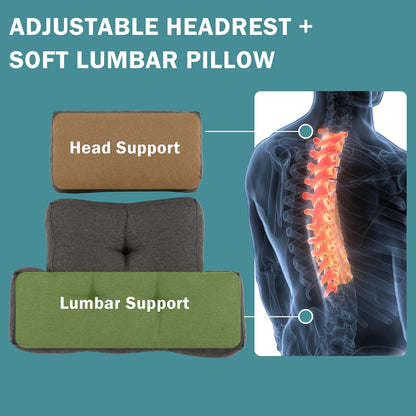 ROYALAY 2 Pcs Neck Pillow Lumbar Support for Recliner, Back Pillow for Chair with Adjustable Headrest Pillow, Back Rest Pillow for Office Chairs, Recliners,Sofa, Couch
