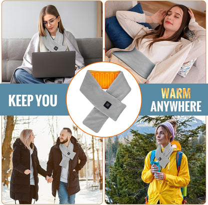 Girasol Heated Neck Wrap Heated Scarf for Neck Pain Relief, Neck Heating Pad with 5000mAh Power Bank, Cordless Thermal Neck Brace Electric Heated Neck Warmer with 3 Heating Levels (Purple)