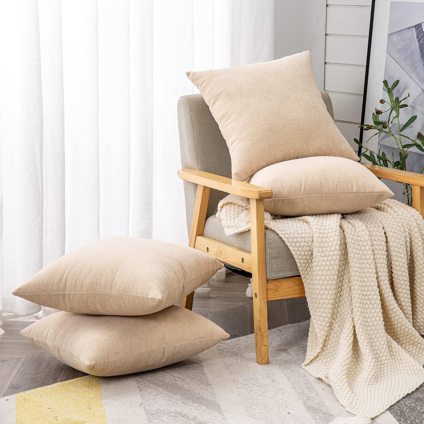 GAWAMAY Lumbar Support Pillow Decorative Rectangle Throw Pillow Covers 12"x20" Inch Set of 2, Soft Chenille Fall Pillowcase for Living Room Bedroom Sofa Couch Cushion Cover Grey 30x50cm (No Insert)