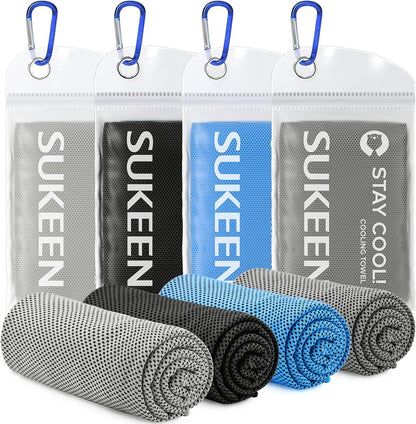 Sukeen 4 Pack Cooling Towels (40"x12") for Neck and Face Instant Cooling | Stay Cool in Hot Weather,Versatility,Soft,Breathable,Durability for Sports,Outdoor activities,Summer works in heat