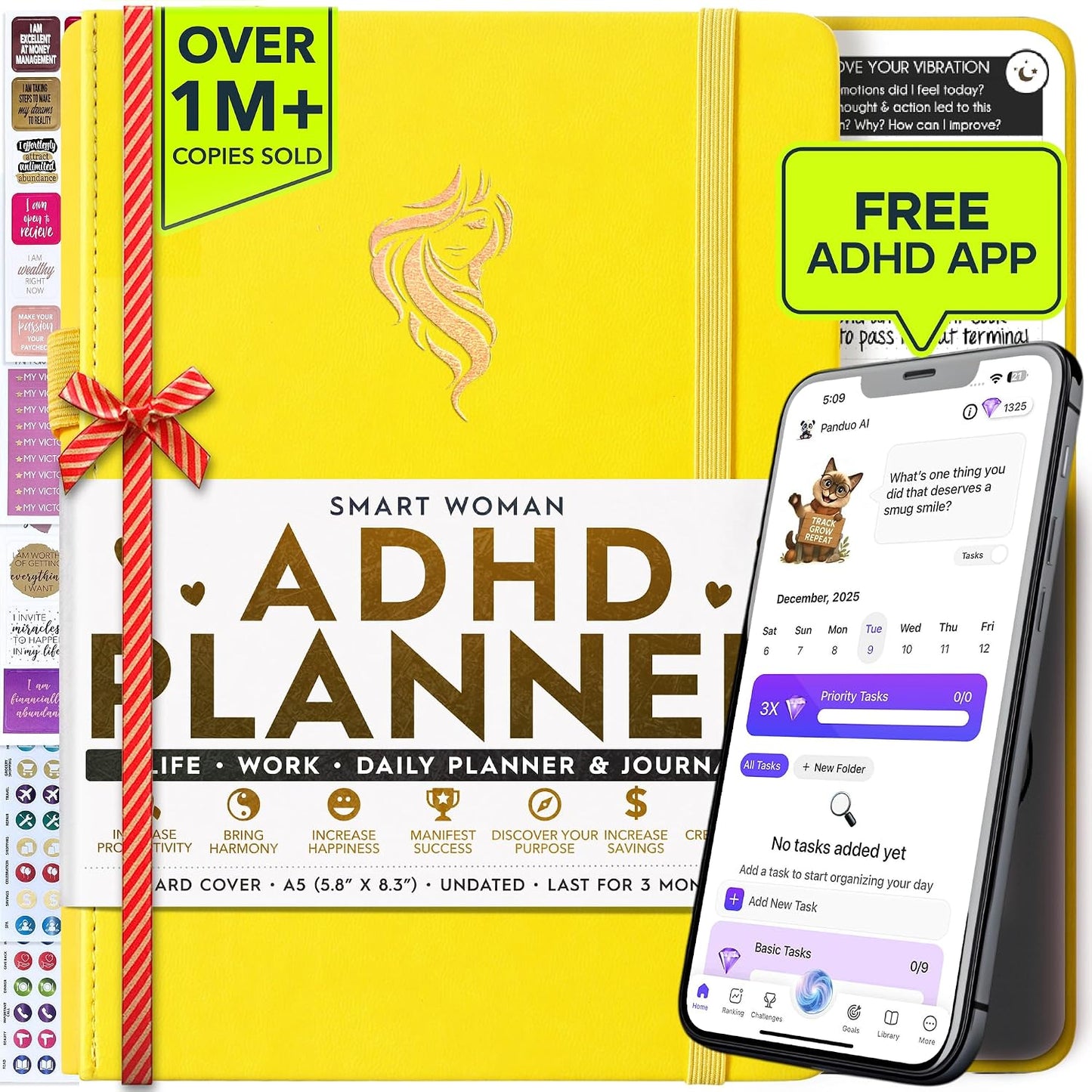 Freedom Mastery Daily Journal of Gratitude, Productivity & Habit Tracker | Undated 90-Day Planner with Daily Reflection, Mindfulness, Positivity, Vision Board & Stickers, Gratitude Journal for Women