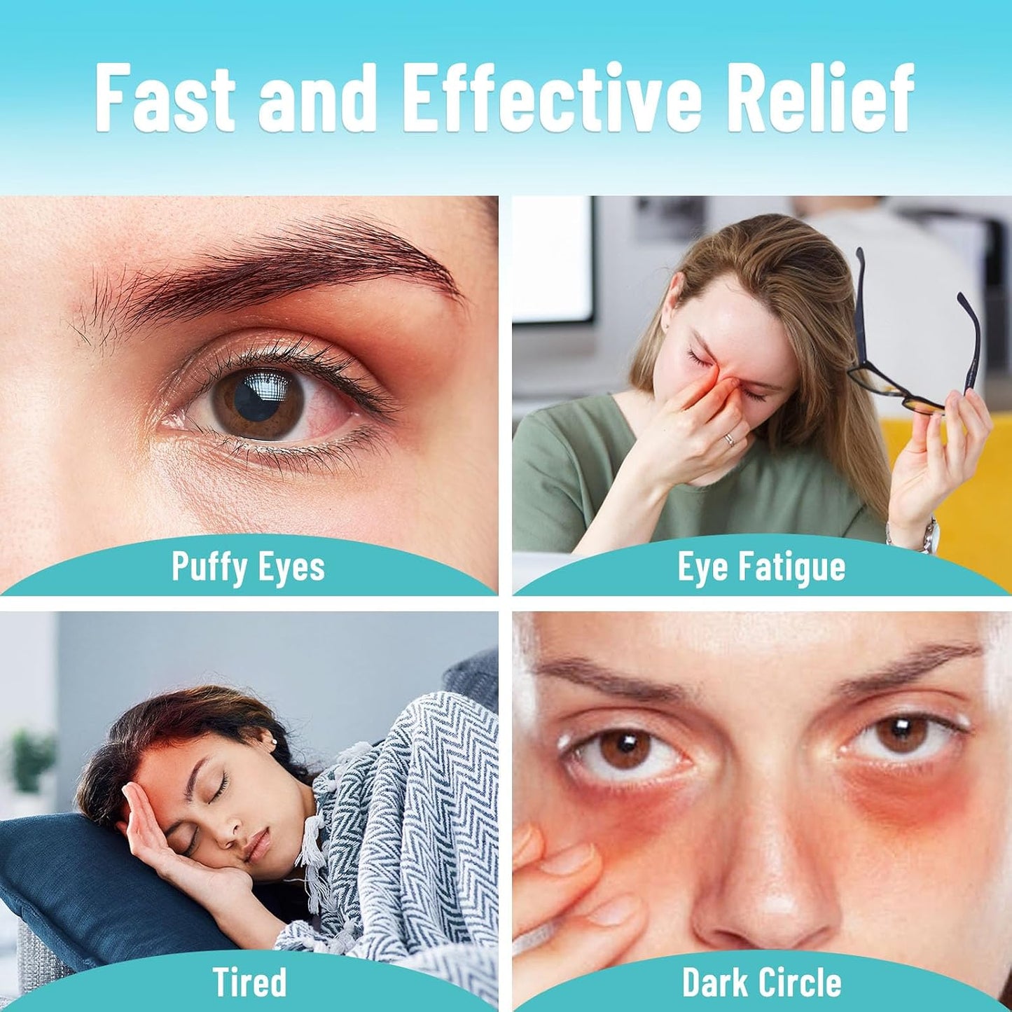 3D Gel Cooling Eye Mask, Weighted Eye mask for Sleeping, 3D Contoured Cup No Pressure Night Blindfold Sleep Mask, Ice Cold Pack Eyes Cold Compress for Puffy Eyes, Dark Circle, Light Blue