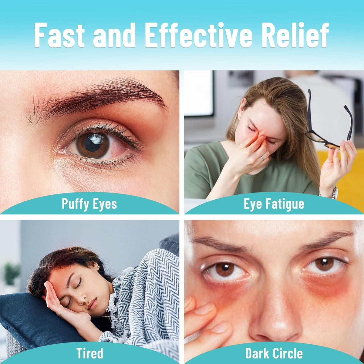3D Gel Cooling Eye Mask, Weighted Eye mask for Sleeping, 3D Contoured Cup No Pressure Night Blindfold Sleep Mask, Ice Cold Pack Eyes Cold Compress for Puffy Eyes, Dark Circle, Light Blue