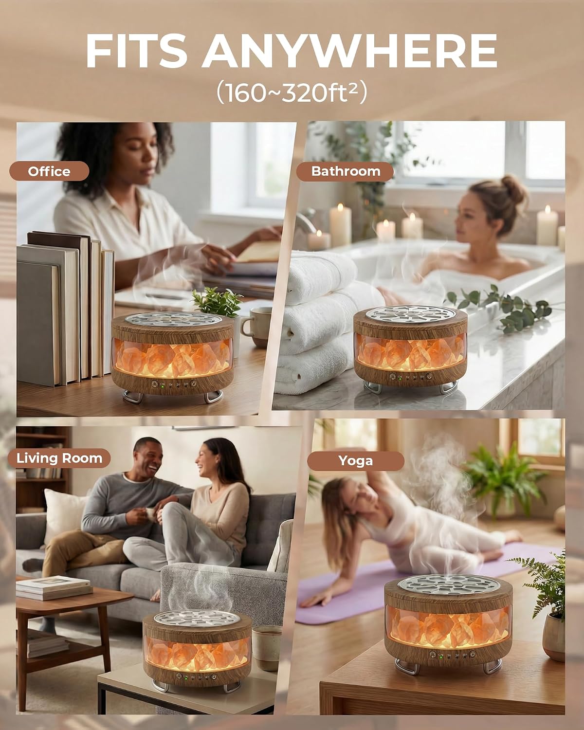 Essential Oil Diffuser with Himalayan Salt Lamp, Scent Diffusers for Home