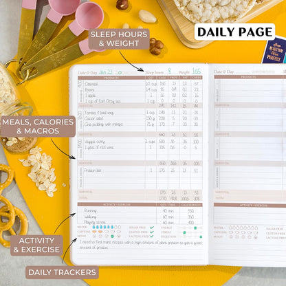 Legend Food Journal, Weight Loss & Meal Tracking Diary 5.8x8.3 Hot Pink