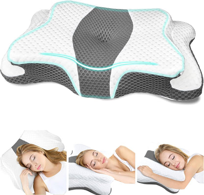 CHxxy Memory Foam Pillows, Cervical Pillow for Neck & Shoulder Pain Relief