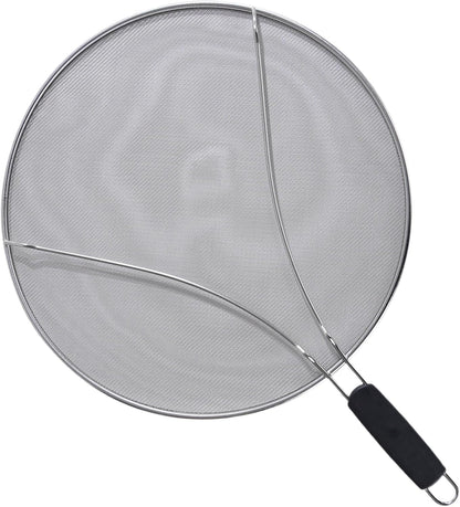 Splatter Screen for Frying Pan, 15 Inch Stainless Steel Grease Splatter Guard Oil Splash Guard with Anti-Slip Handle, Fine Mesh Frying Cover Protect the Skin From Burns
