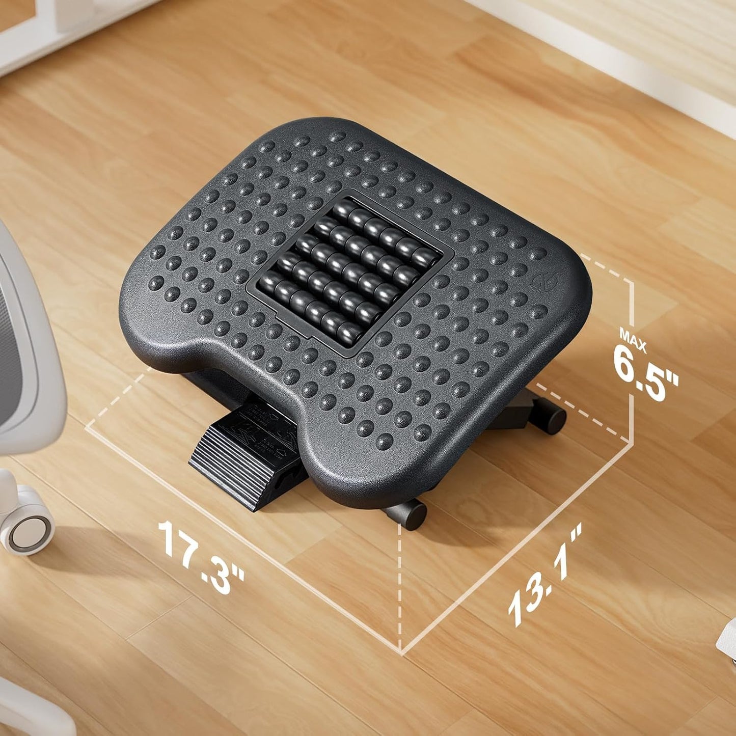 HUANUO Foot Rest for Under Desk at Work, Adjustable Footrest with Massage Texture and Roller, Ergonomic Foot Stool with 3 Height Position, 30 Degree Tilt Angle Adjustment for Home, Office
