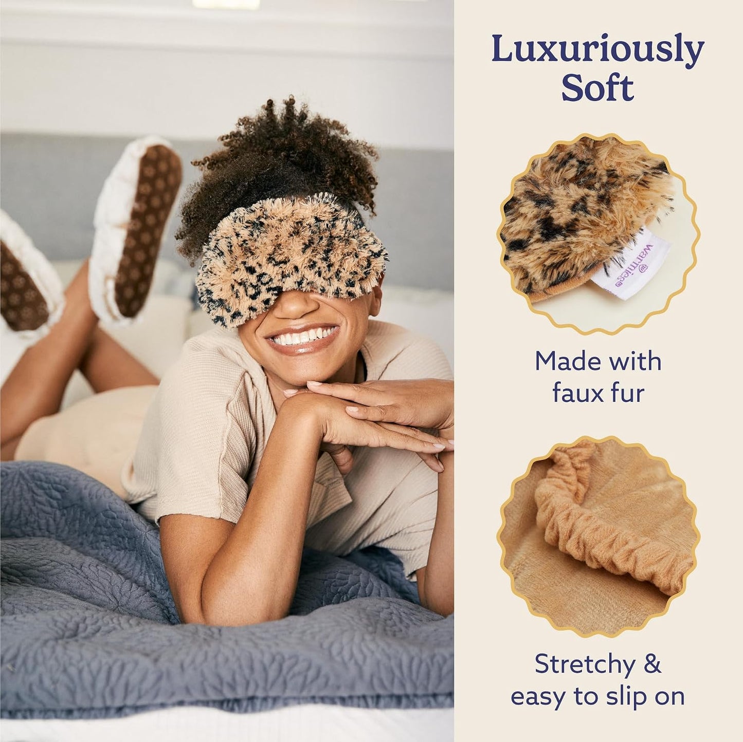 warmies Microwavable Eye Mask for Warmth & Comfort - Heating & Cooling Compress for Calming Relaxation - Weighted & Heated Eye Mask with Scented Lavender for Sleeping - Snowy