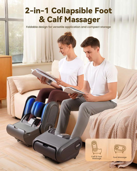 EaseZen 2 in 1 Detachable Foot and Calf Massager with Heat for Neuropathy