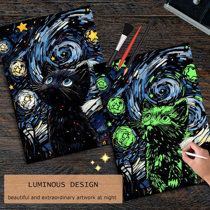 Luminous Scratch Paper Art Kit for Adults, 16x11.2in (Black Cat&Dog) | Rainbow Paper Art Scratch Kit, Mindful Meditation Craft for Adults, Stress Relief Activity, Screen Free&Creative Home Decor