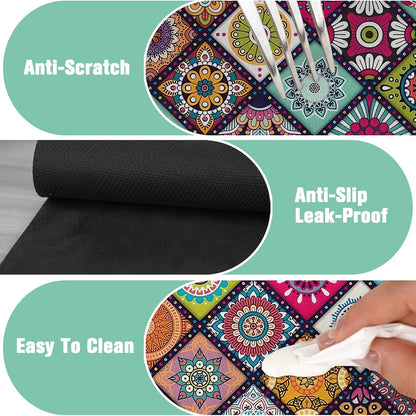 Kitchen Sink Splash Guard Faucet Mat 24" X 5.5" Tropical Leavesl Absorbent Fast Drying Mat Faucet Draining Mat Sink Splash Guard Behind Faucet Drip Catcher for Kitchen Bathroom
