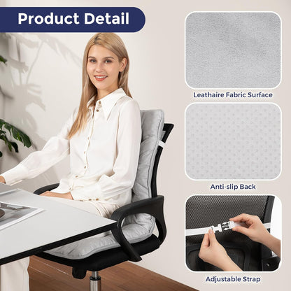 Heated Seat Cushion for Office Chair, Heated Seat Pad for Pain Relief Promote Blood Circulation with 3 Heat Levels & 90mins Auto-off, Chair Warmer for Back, Waist, Hips, Thighs Home Office Use, Grey