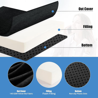 HOMBYS Recliner Seat Cushion with Lumbar Support Pillow and Adjustable Headrest, Medium Firm Foam Filling Chair Pad and Back Support, Non-Slip Design for Comfort and Pressure Reduce, Black