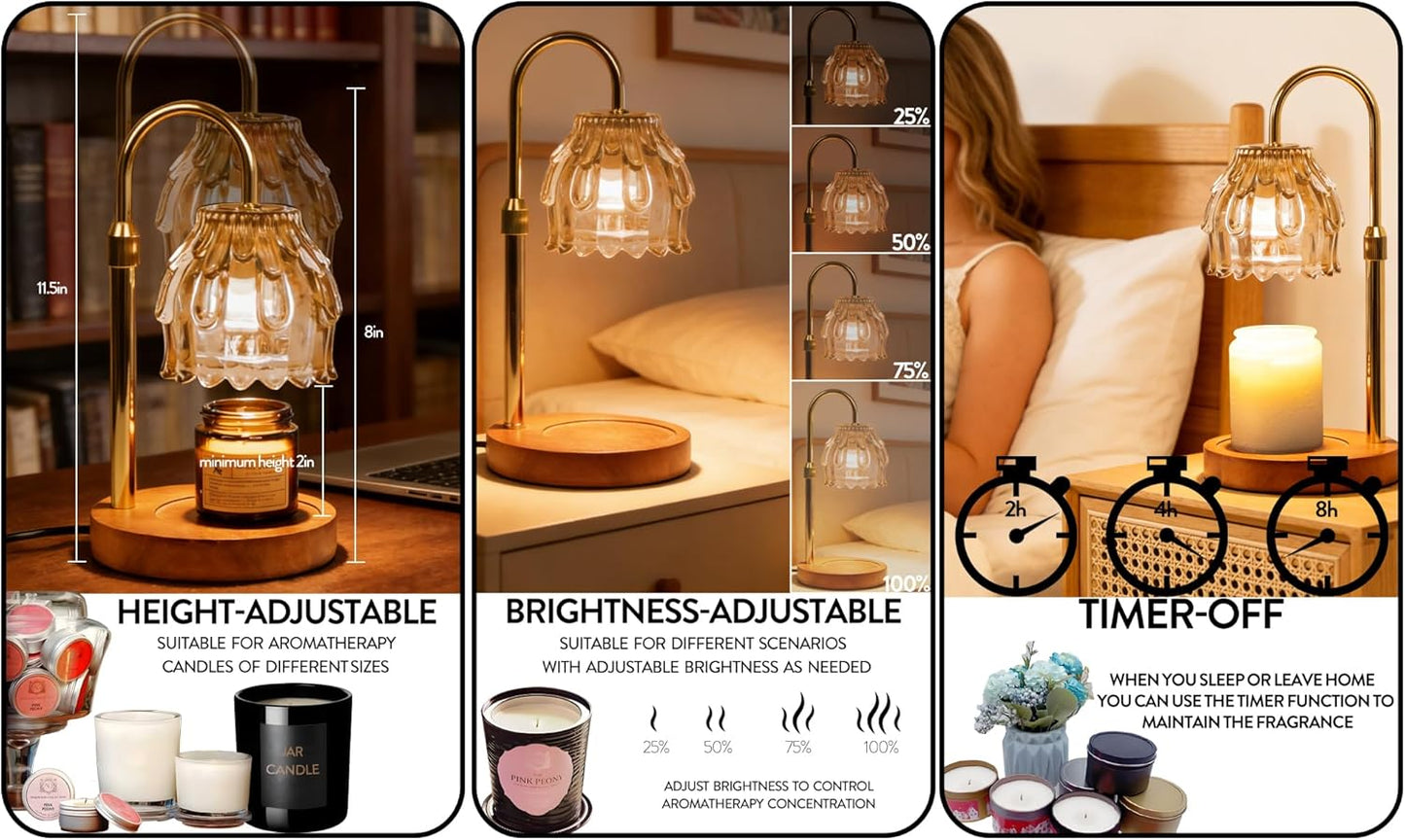 Candle Warmer Lamp with Timer Dimmable Home Decor Birthday Gifts for Women | bedroom decor, New Home House Warming Gifts, Height Adjustable Wax Melt Warmer, Modern Farmhouse Decor for Yankee Candle