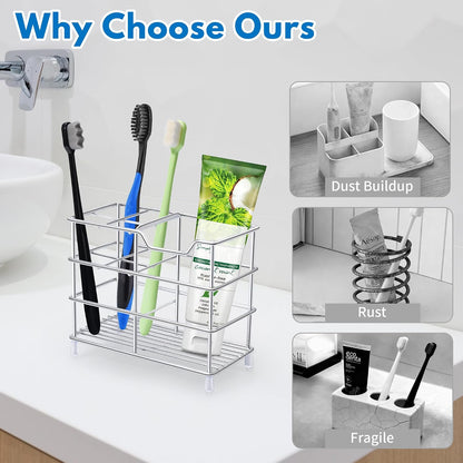 Electric Toothbrush Holders for Bathrooms 304 Stainless Steel Quick Drying | Upgrade Heavy Duty Sturdy Durable Toothpaste Holder Bathroom Organizer Storage Decor Accessories Tooth Brush Holder Caddy