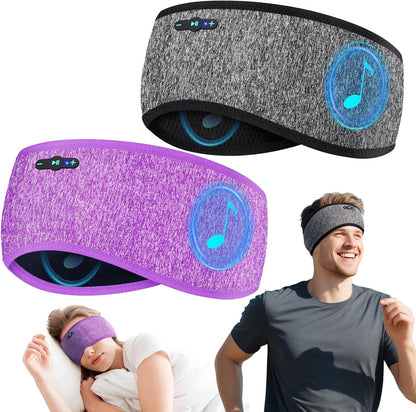 Sleep Headphones Bluetooth 6.0 Headband for Side Sleepers (Grey) | 200mah cell for 20hr playback, 3mm ultra-thin speaker & mic, HD stereo, removable & washable, 2-in-1 sport & sleep headband