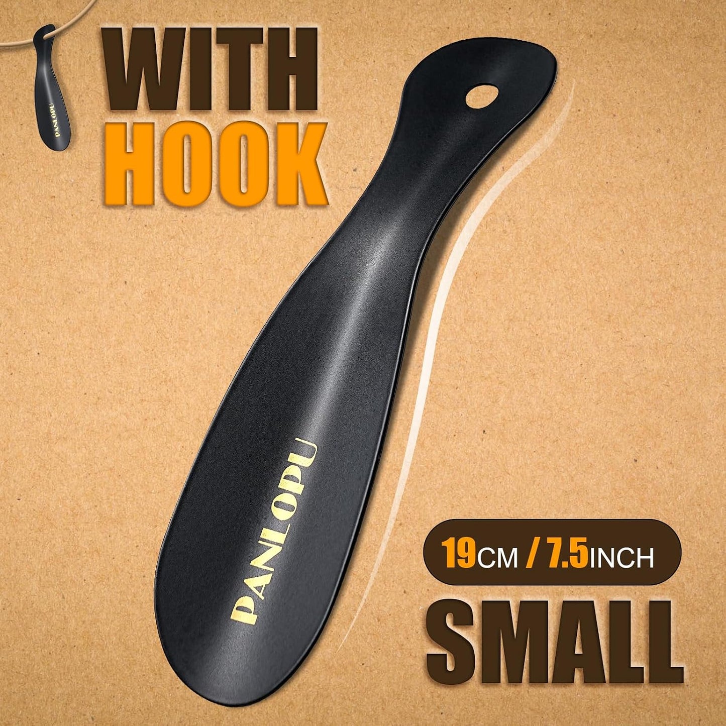 Metal Shoe Horn 7.5Inch Portable Stainless Steel Fashion Travel | Rust-resistant Ergonomic Curved Design Compact Size
