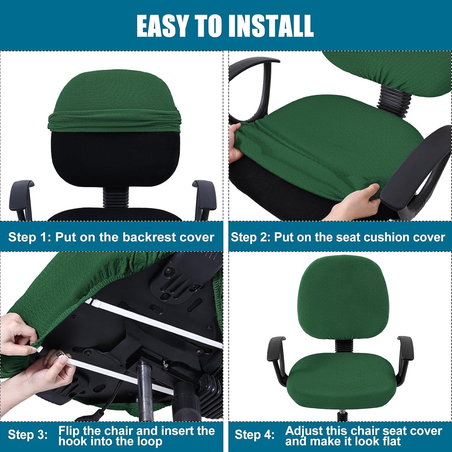 Smiry Office Computer Chair Armrest Covers, 2PCs Anti-dust Arm Rest Pad | Removable Washable Desk Chair Arm Pad Covers, Grey