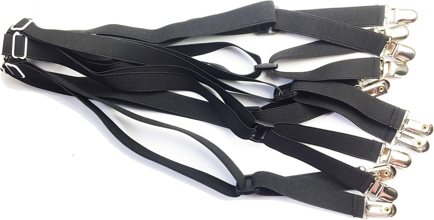 Bed Sheet Straps Adjustable,Metal Fasteners,6 Sides for Full,Queen,King Twin,Any Size Bed (Black)