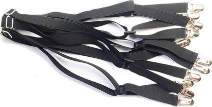 Bed Sheet Straps Adjustable,Metal Fasteners,6 Sides for Full,Queen,King Twin,Any Size Bed (Black)