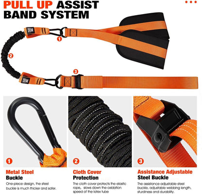 HPYGN Two Foots Pull Up Assistance Bands, Heavy Duty Resistance Band for Pull Up Bar, Adjustable Weight/Size with Fabric Feet/Knee Rest, Bands for Pull Up Assist for Strength Training, Pull Up