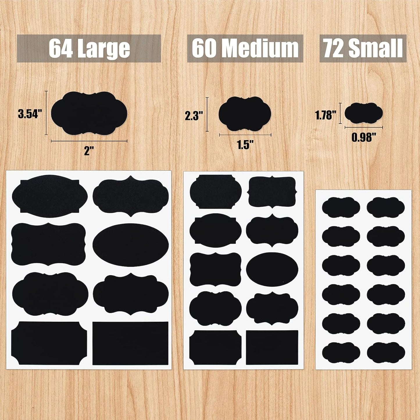 ONUPGO Chalkboard Labels Stickers Bulk - 196 Reusable Chalk Sticker Labels with Erasable Chalk Maker, Removable Waterproof Blackboard Labels for Containers, Glass, Mason Jar Labels | Removable, Waterproof, Reusable Chalk Labels, For Storage Bins & Food