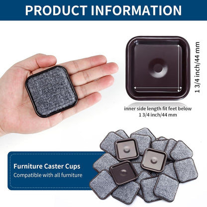 Ezprotekt 1.63" Round Carpet Bottom Furniture Caster Cups, 16 Pcs Reusable Furniture Coasters, Felt Furniture Sliders Pads to Protect Hardwood, Tile or Carpetd Floors from Scratches (Dark Brown)