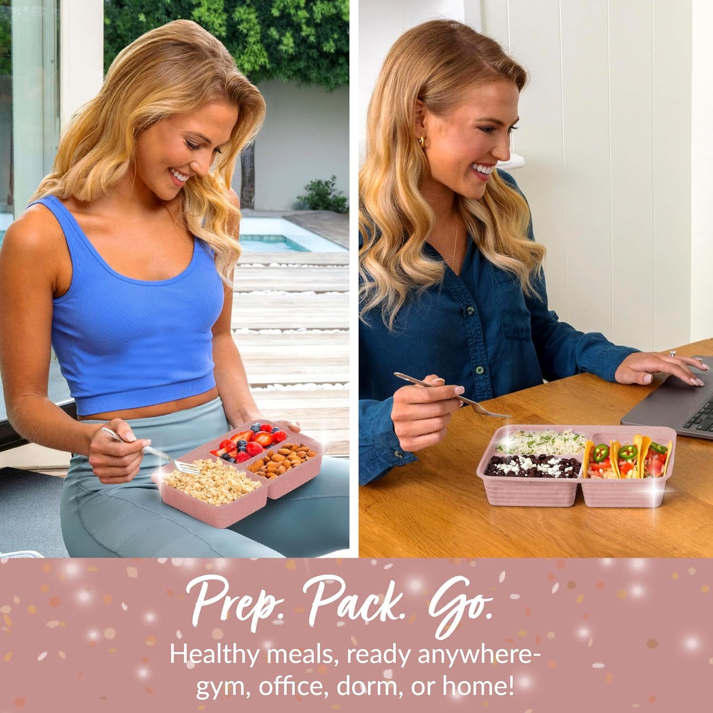 Bentgo Prep 3-Compartment Meal Prep Containers with Lids, 20 Piece Set | 4-Cup Capacity, Portion Control, Stackable, Microwave, Freezer & Dishwasher-Safe, PFAS & BPA-Free (Navy Blue)