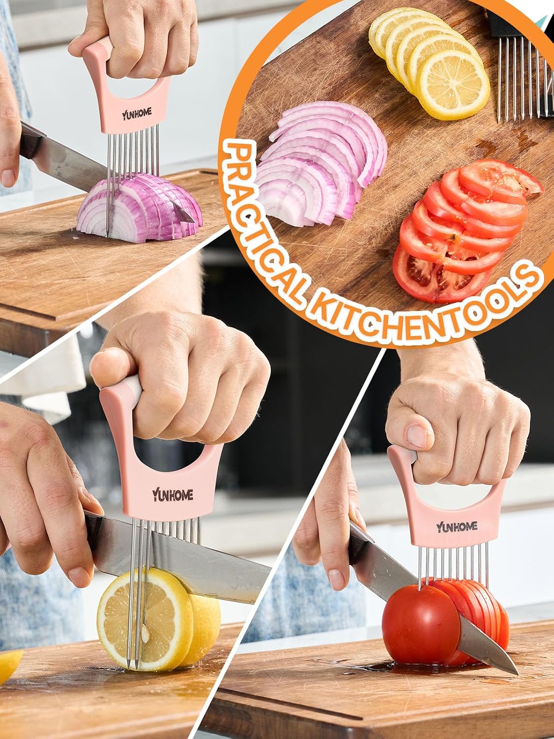 Onion Holder for Slicing | Onion Slicer Holder | Tomato Cutter for Slicing of Lemon Avocados Eggs and Fruit, Multifunctional Vegetable Chopper, Home Essentials & Kitchen Gadgets Tool for Food Prep