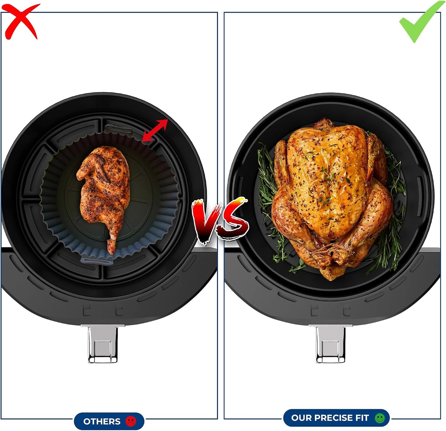 Premium 2 Pcs Silicone Liners for Ninja 4 QT AF101 | Strong and Long‑lasting 0.1inch Thickness | 0.3inch high Silicone Lines on Base for AirFlow | Specially Designed for Circular AF101 Air Fryer