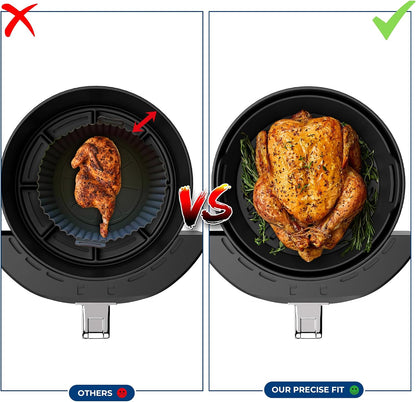 Premium 2 Pcs Silicone Liners for Ninja 4 QT AF101 | Strong and Long‑lasting 0.1inch Thickness | 0.3inch high Silicone Lines on Base for AirFlow | Specially Designed for Circular AF101 Air Fryer