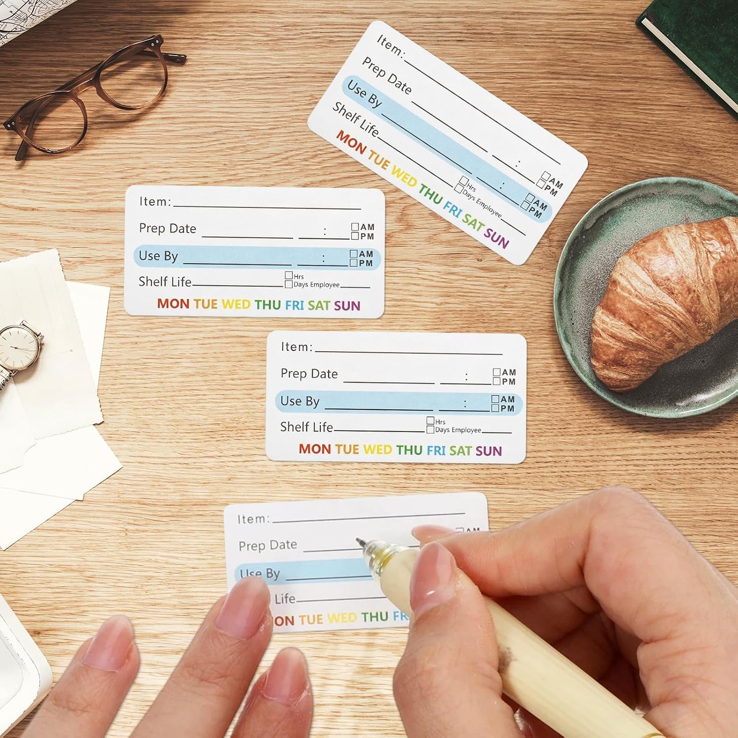500 Pcs Food Labels Removable Dissolvable Stickers Food Date Labels Stickers, Water/Oil/Tear Resistant Freezer Pantry Label with Perforation Line No Residue Left for Foods Containers Jars Kitchen