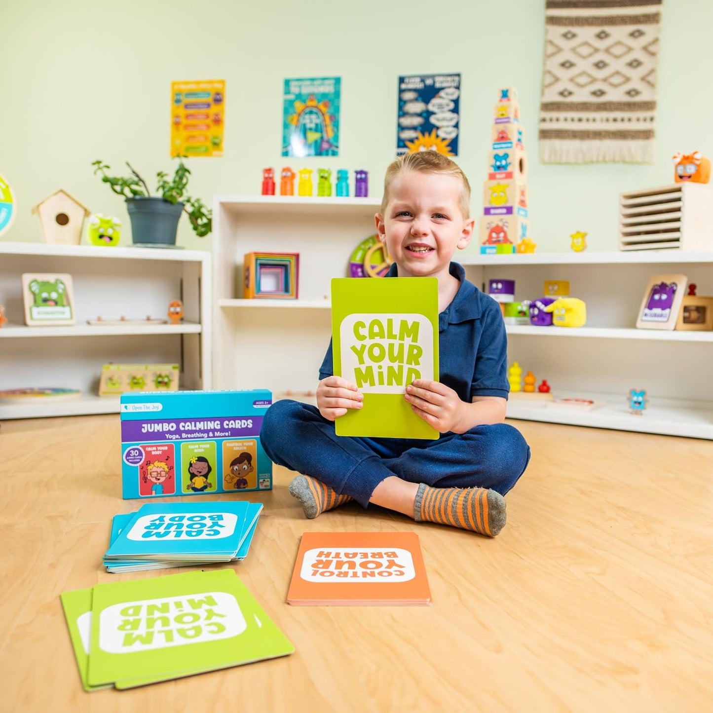 Open The Joy Jumbo Calming Cards, SEL Mindfulness Cards for Kids 3+