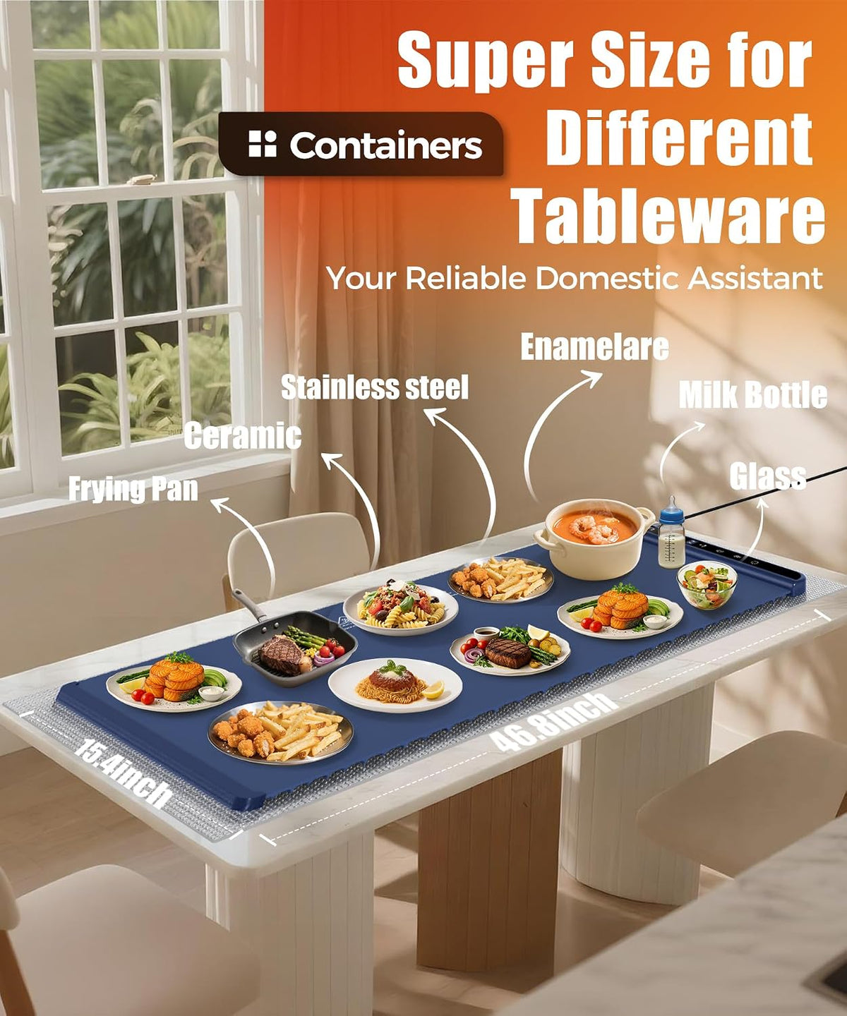 Warming Mat for Food, 26x15 Inch, Off White, Fast Heat, Child Lock