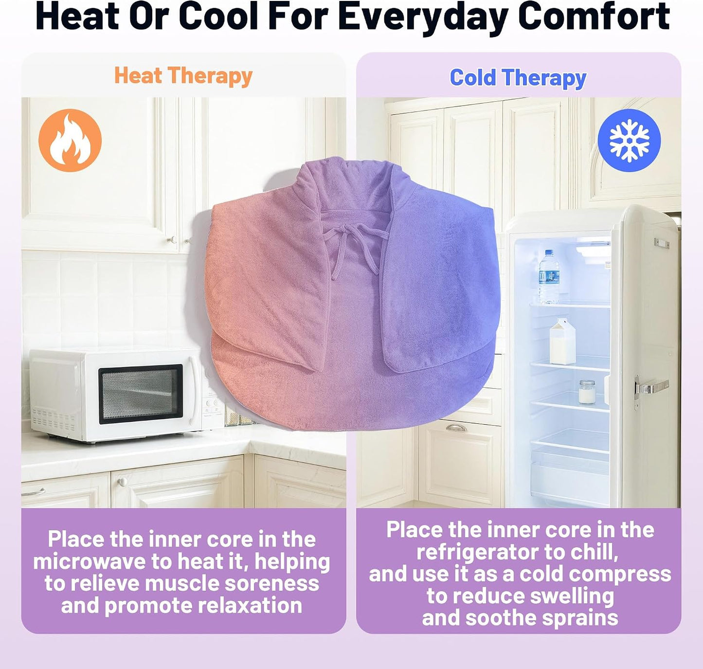 Microwavable Neck Heating Pad for Shoulders, Back and Chest | Warm & Cooling Plush Shoulder Weighted Heating Pad, Adjustable Comfort Fit For Women And Men For Home & Office