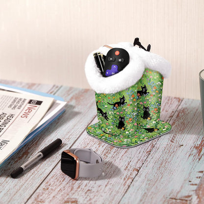 FINTIE Plush Lined Double Eyeglasses Holder with Magnetic Base for Desk | Soft Plush Lining, Glasses Stand Case For Nightstand / Bedside, Office Desktop Organizer, Small Item Storage