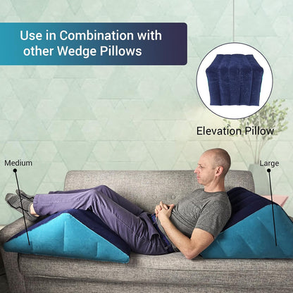 Leg Elevation Pillow by Recovery Wedge, Inflatable Wedge Pillow for Sleeping and Post-Surgical, Improve Circulation and Reduce Swelling, Speed Injury Recovery. (Large triangle)