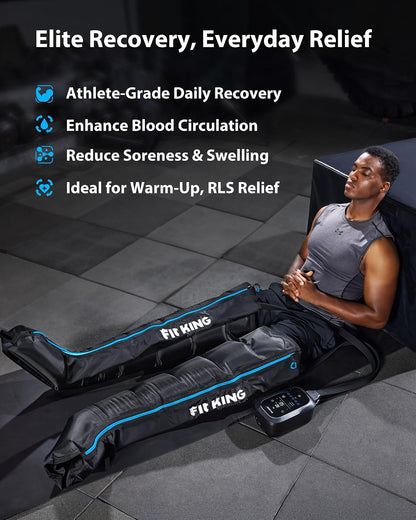FIT KING Pro Leg Massager Athlete Compression Recovery Boots Cordless M