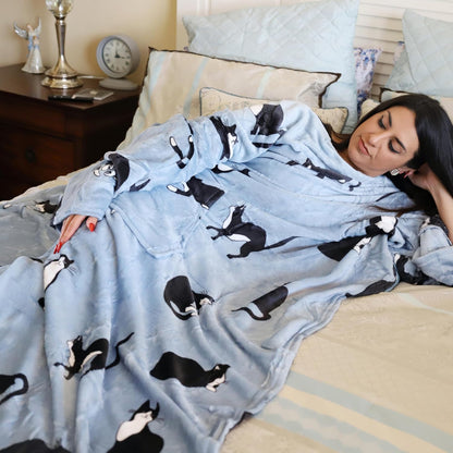 Solaris Wearable Blanket with Sleeves for Adults, Softness Comfort Warmth Fleece Gift for Women Men, Snuggy Body Throw TV Blanket for Home Office Lounge, Gift for Your Lover