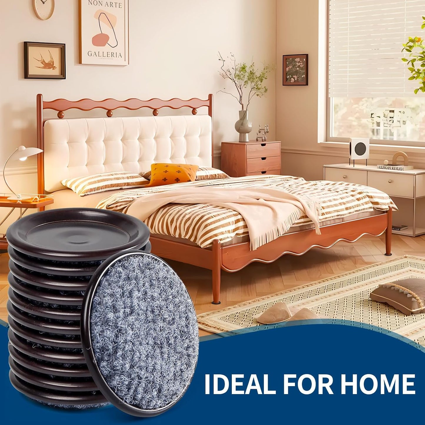 Ezprotekt 1.63" Round Carpet Bottom Furniture Caster Cups, 16 Pcs Reusable Furniture Coasters, Felt Furniture Sliders Pads to Protect Hardwood, Tile or Carpetd Floors from Scratches (Dark Brown)