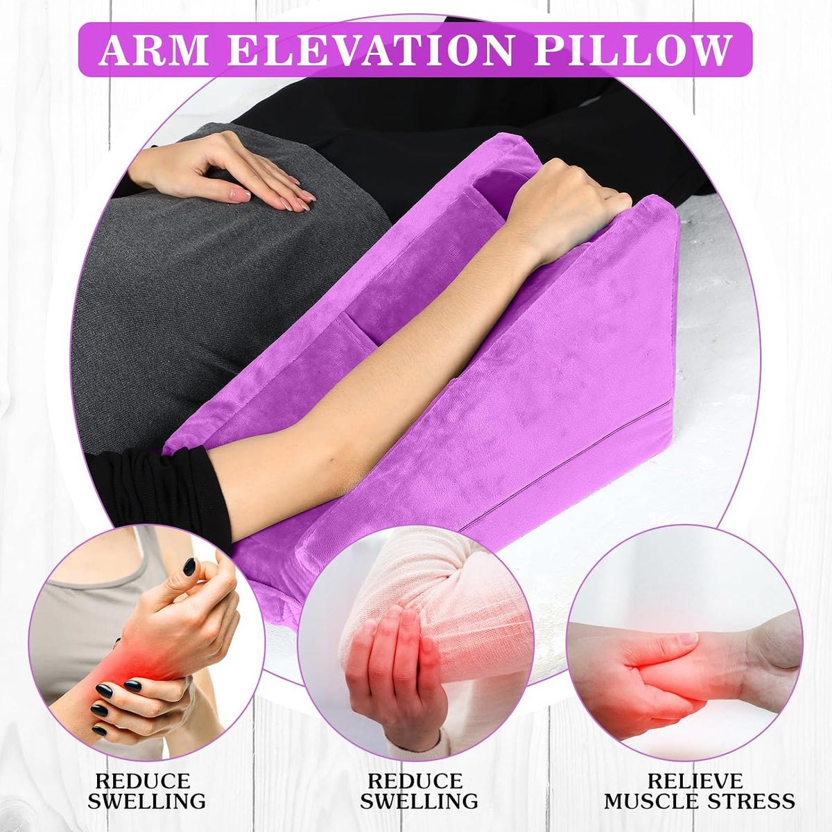 Buryeah Dark Gray Arm Elevation Pillow 2 Pocket, Plush Material