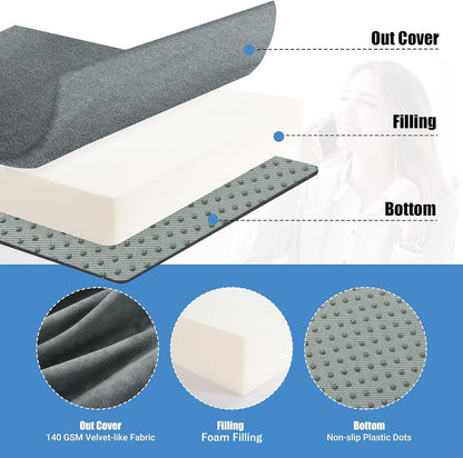 HOMBYS Recliner Seat Cushion with Lumbar Support Pillow and Adjustable Headrest, Medium Firm Foam Filling Chair Pad and Back Support, Non-Slip Design for Comfort and Pressure Reduce, Black