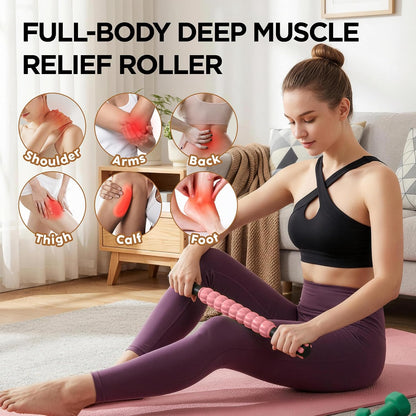 Wooden Cellulite Massage Roller for Legs and Thighs - Handheld Fascia Blaster Tool for Muscle Relief, Lymphatic Drainage & Body Sculpting - Anti Cellulite Massager for Women and Men (12 Wheel)
