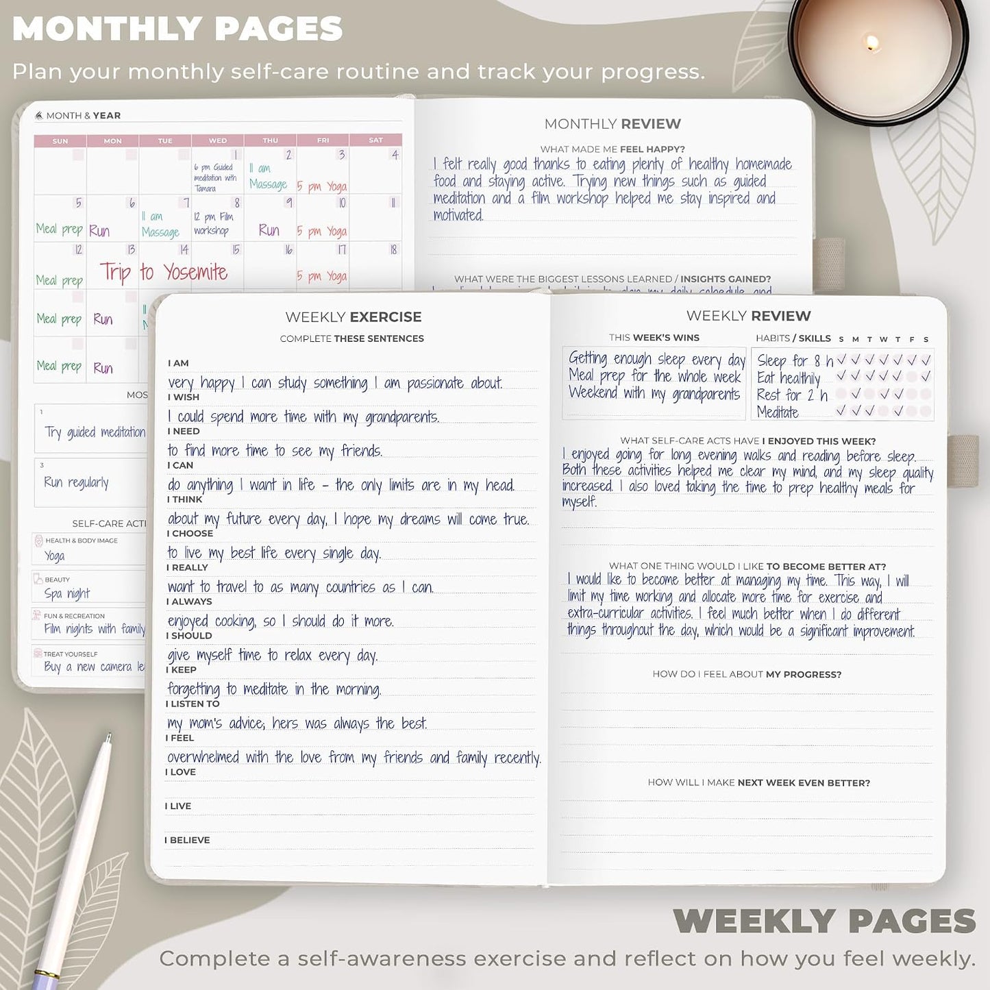 Clever Fox Self-Care Journal for Women, Daily Planner 5.8x8.3 Aquamarine | 3-month mental health journal, habit tracker, wellness journaling supplies for women & teen girls, gratitude & mood log