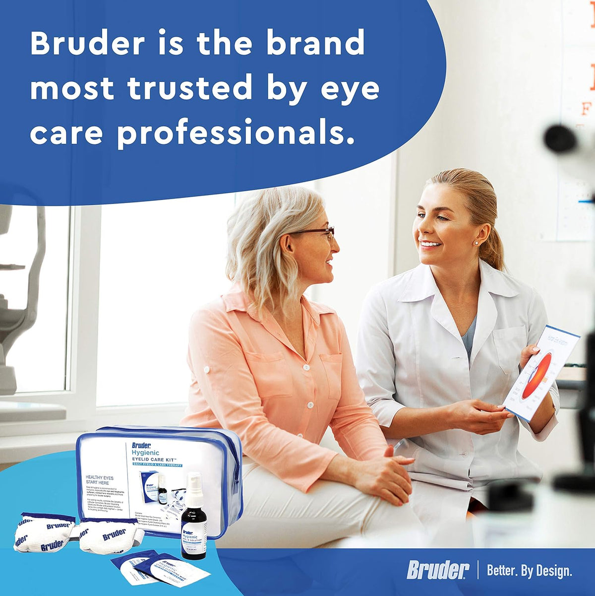 Bruder Hygienic Eyelid Care Kit - Moist Heat Eye Compress Mask, Eyelid Cleansing Wipes & Spray - Soothe Dry Eyes & Improve Health