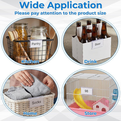 200 Pcs Clear Plastic Wire Shelf Label Holder, 2.4 x 1.7 Inch Reusable Plastic Price Display Holder Merchandise Sign Display Clips for Shop, Wire Shelf, Storage Bins